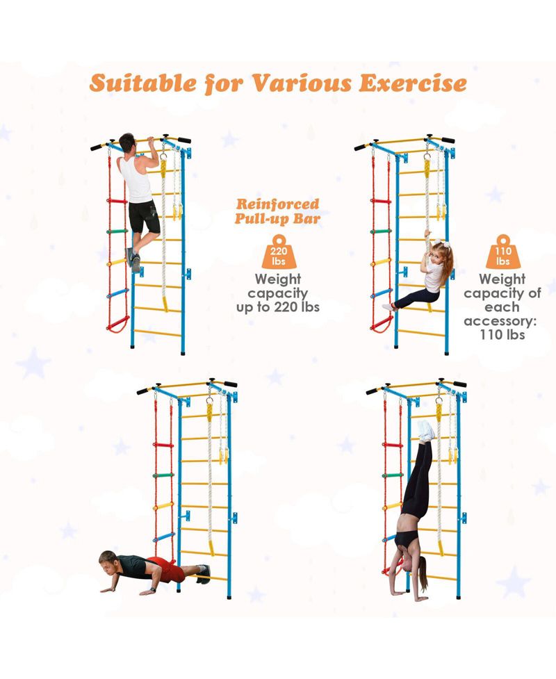 5 In 1 Kids Indoor Gym Playground Swedish Wall Ladder-Yellow