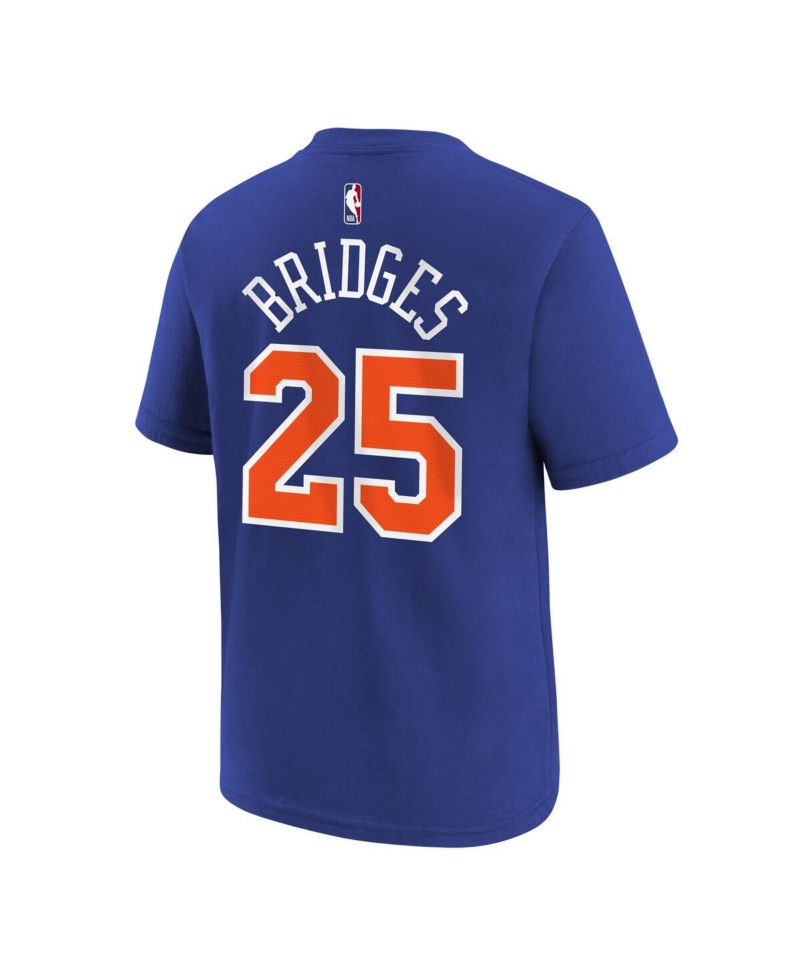 Big Boys and Girls Mikal Bridges Blue New York Knicks Icon Name & Number T-Shirt