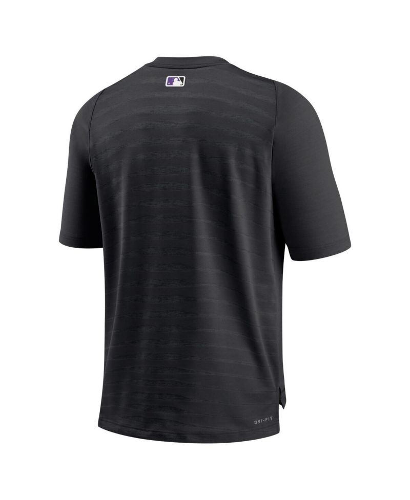 Men's Black Colorado Rockies Authentic Collection Pregame Raglan Performance V-Neck T-shirt