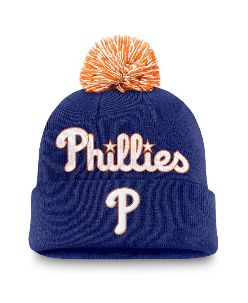 Men's Royal Philadelphia Phillies Peak Cuffed Knit Hat with Pom