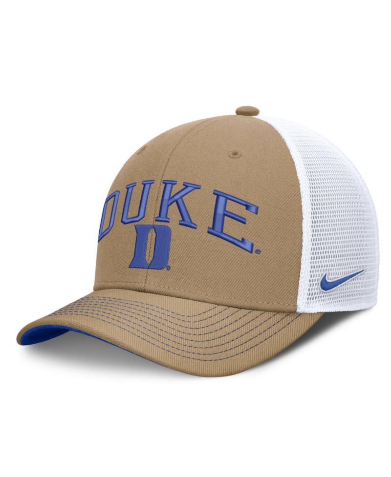 Men's and Women's Beige/Royal Duke Blue Devils Primetime Arched Trucker Adjustable Hat