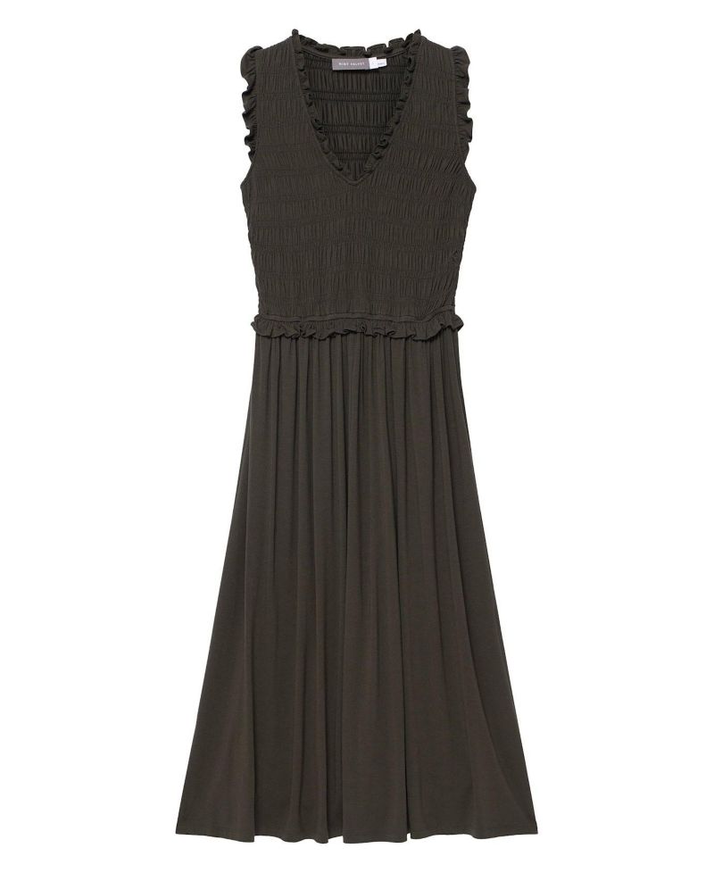 Women's Shirred Ruffle Midi Dress