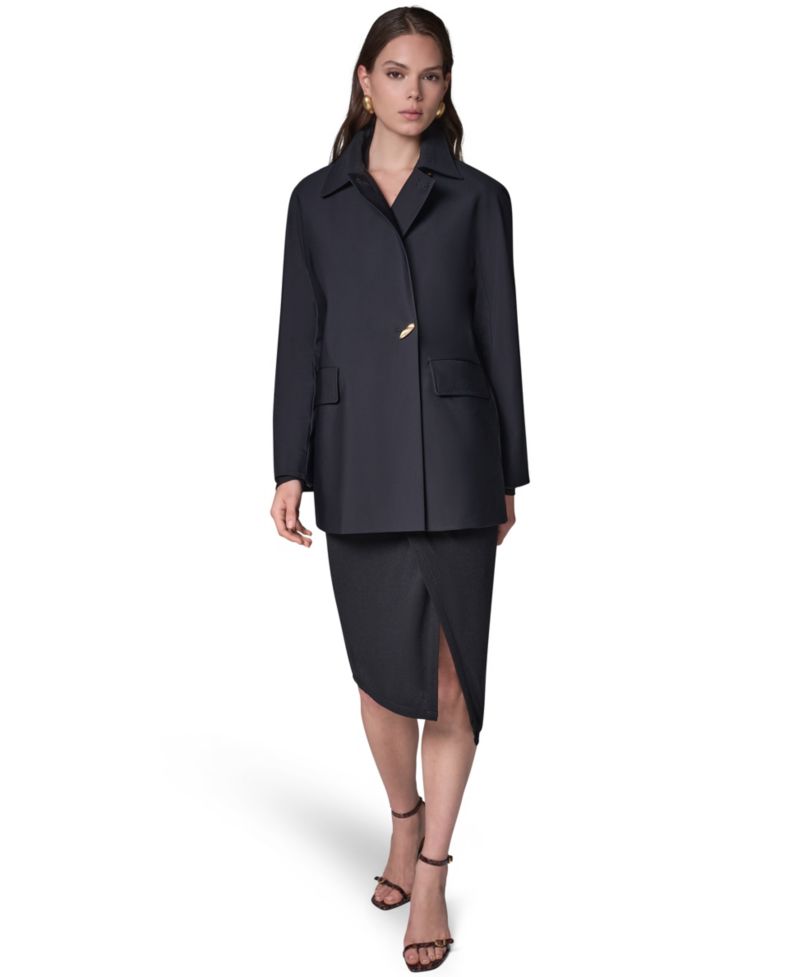 Women's Buttoned Water-Resistant Lined Raincoat