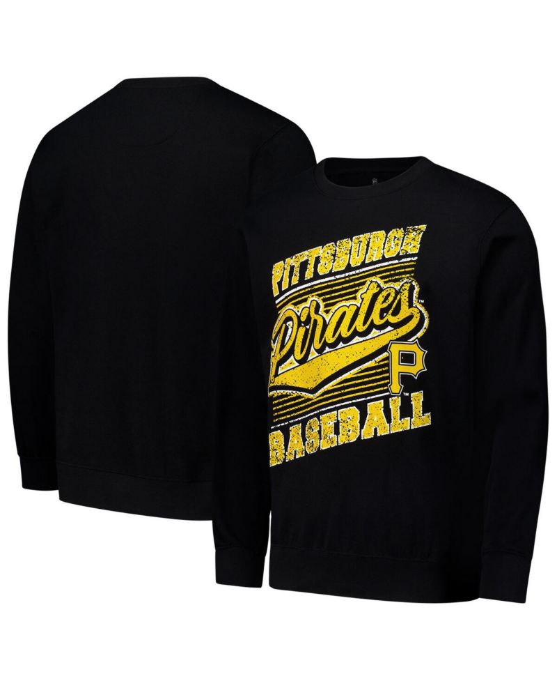 Men's Black Pittsburgh Pirates Lightweight Crew Sweatshirt