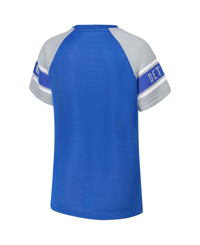 Women's Blue Detroit Lions 1st Rounder Color Block Raglan Top