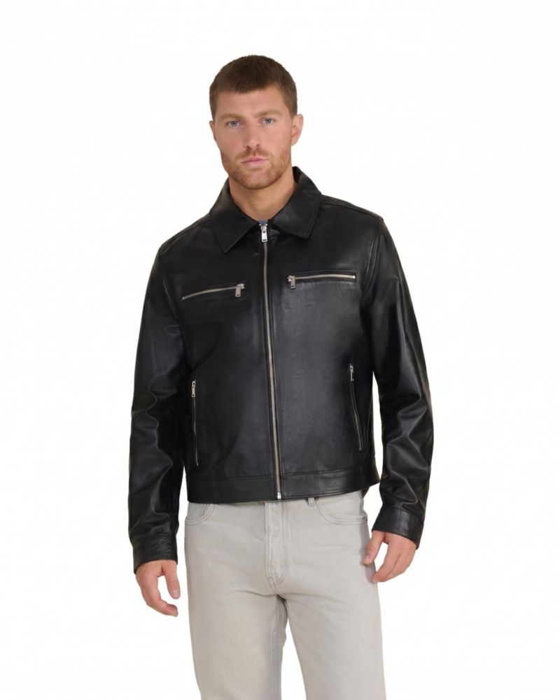 Men's Lennox Leather Jacket, Created for Macy's