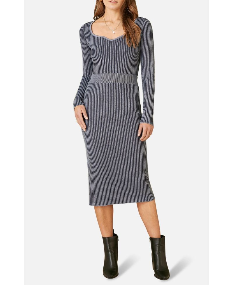Women's Sweetheart-Neck Fitted Ribbed Knit Top