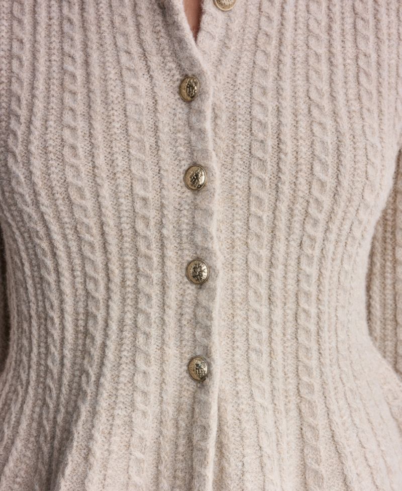Women's Peplum Cable-Knit Cardigan Sweater