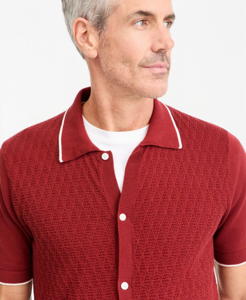 Men's Cable Knit Sweater Polo Shirt, Macy's Exclusive