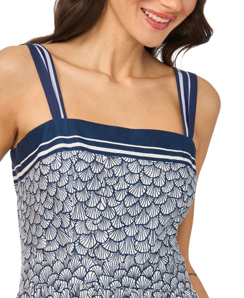 Women's Sleeveless Square Neck Tiered Midi Dress