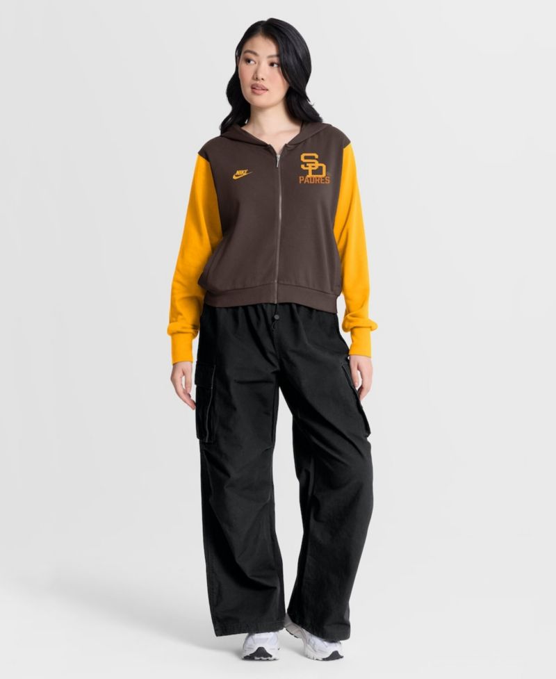 Women's Brown/Gold San Diego Padres Cooperstown Collection Cropped Full-Zip Hoodie