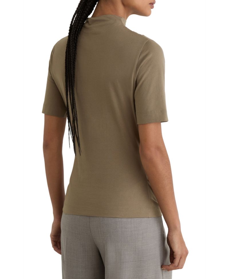 Women's Tulia High-Neck Draped Short-Sleeve Top