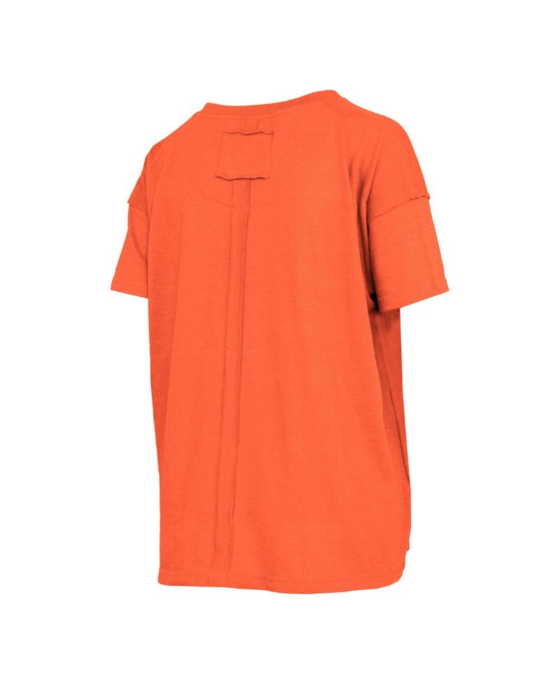 Women's Heather Orange Florida Gators Swirl Script Twisted Team Color Stitched Oversized T-Shirt