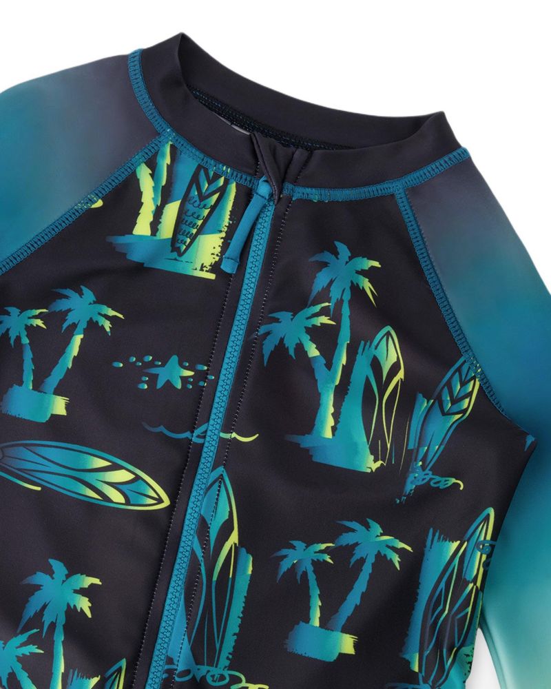 Baby Boys One-Piece Long Sleeve Rashguard Surf Print