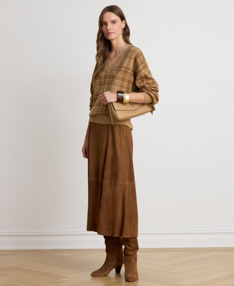 Women's Plaid V-Neck Sweater