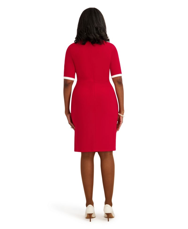 Women's V-Neck City Wrap Knee Length Dress, Regular and Plus Size