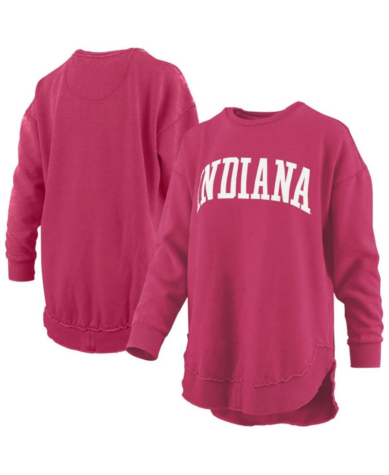 Women's Crimson Indiana Hoosiers M&eacute;lange Poncho Vintage Fleece Long Sleeve Pullover Sweatshirt