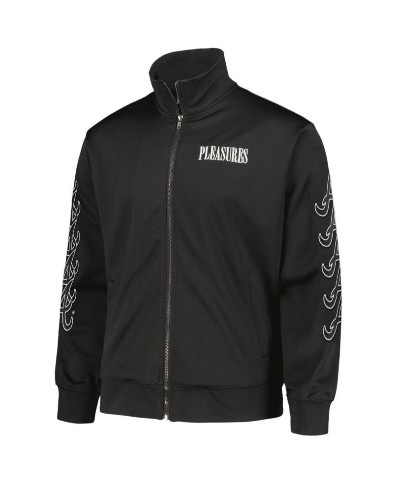Men's Black Atlanta Braves Pitcher Full-Zip Track Jacket