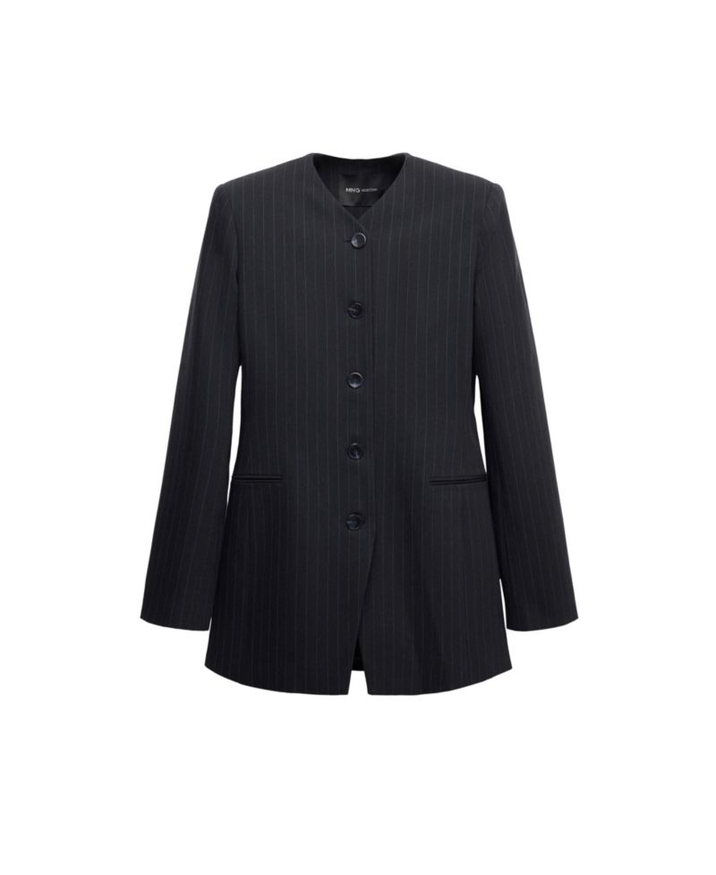 Women's Selection Pinstripe V-Neck Wool-Blend Blazer