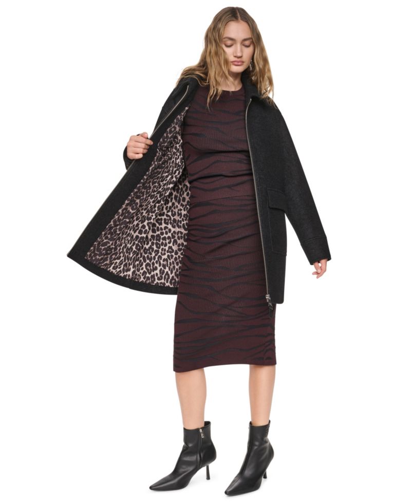 Women's Tailored Herringbone Wool-Blend Coat