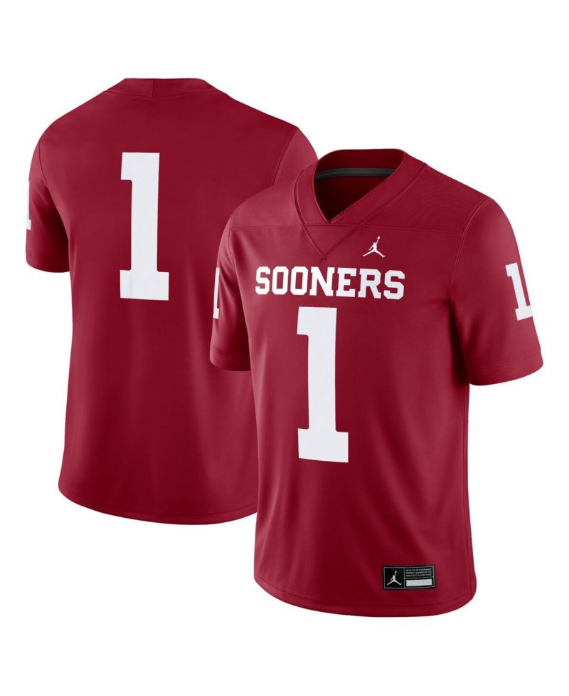 Men's 1 Crimson Oklahoma Sooners Game Jersey