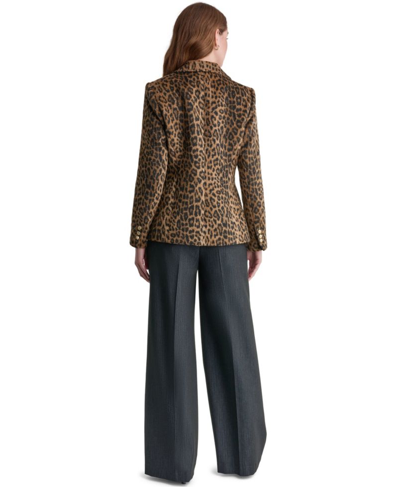Women's Leopard-Print Shoulder-Padded Blazer