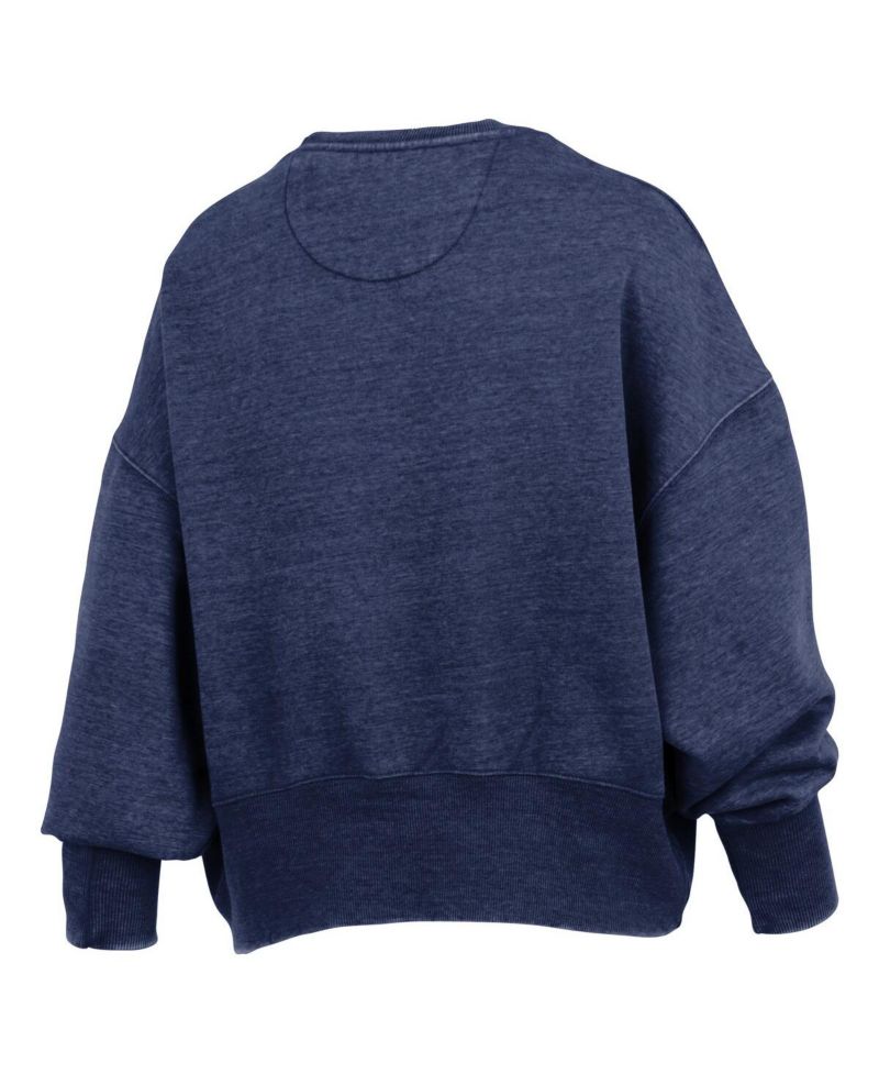 Women's Navy Penn State Nittany Lions Oversized Waist-Length Crewneck Sweatshirt