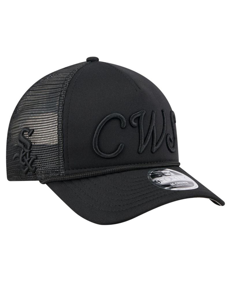 Men's Black Chicago White Sox City Initial 9FORTY A-Frame M-Crown Adjustable Trucker Hat