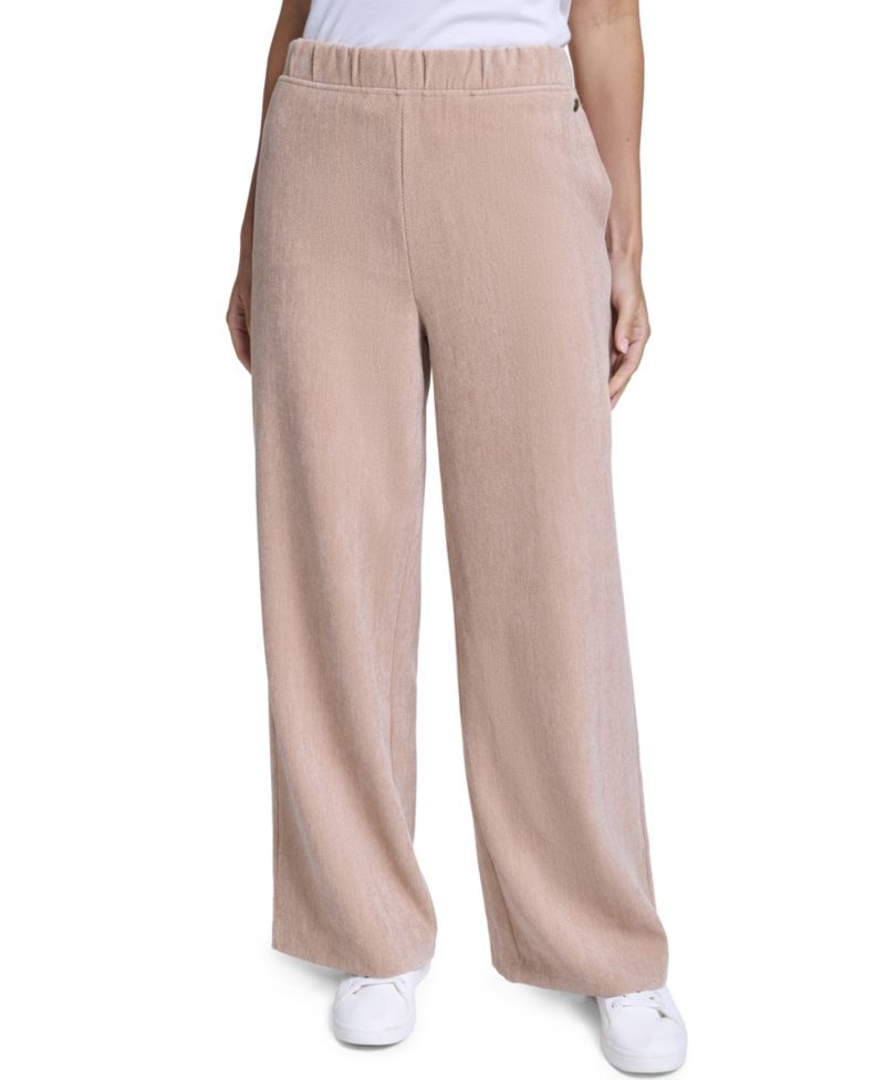 Women's High-Rise Wide-Leg Herringbone Pants