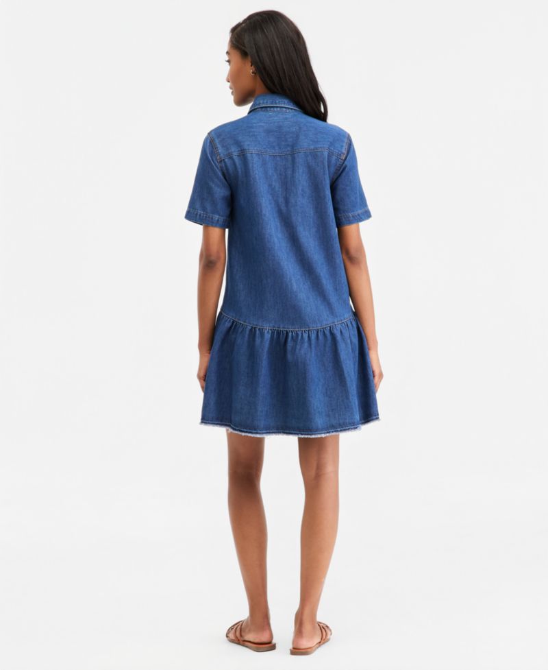 Women's Denim Short-Sleeve Minidress