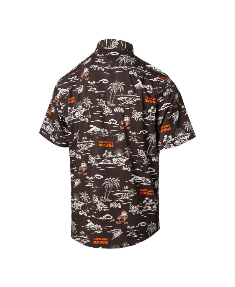 Men's Brown Cleveland Browns Throwback Kekai Print Button-Up Shirt