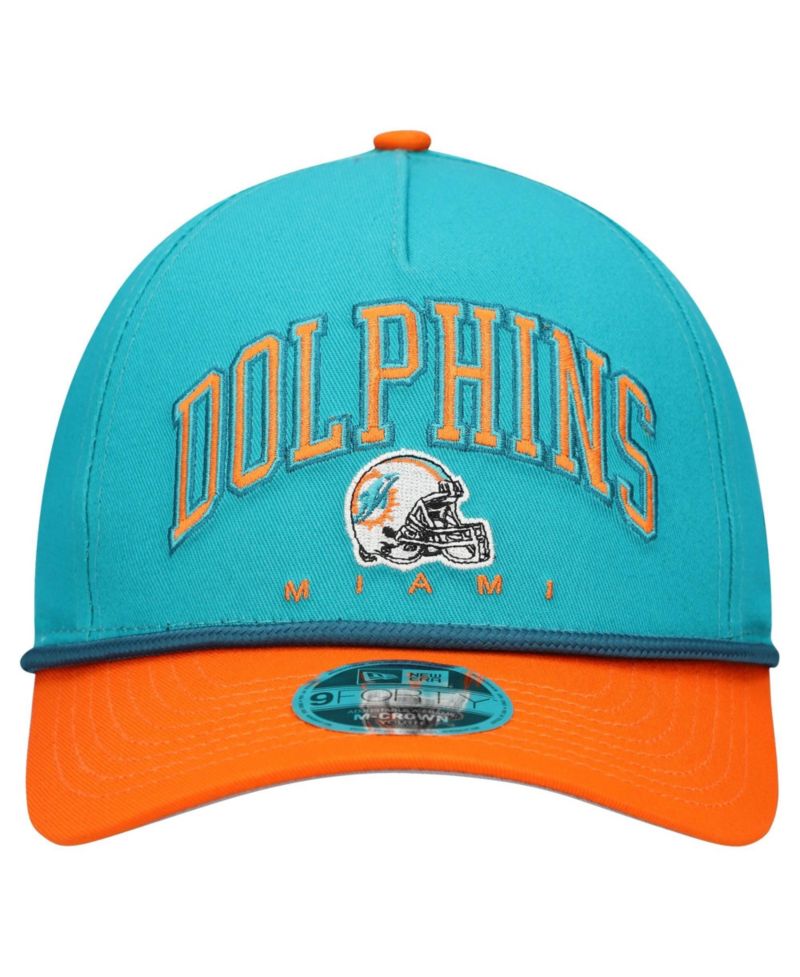 Big Boys and Girls Aqua/Orange Miami Dolphins Arch COOLERA 9FORTY A-Frame Adjustable Hat