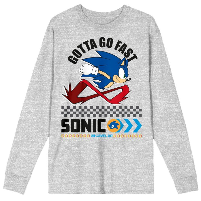 Men's Modern Gotta Go Fast Crew Neck Long Sleeve Athletic Heather Adult Tee-Large