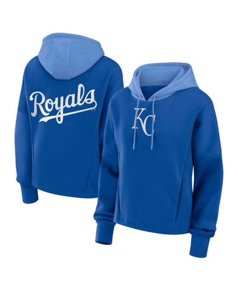 Women's Royal Kansas City Royals Oversized High Hip Legacy Fleece Pullover Hoodie