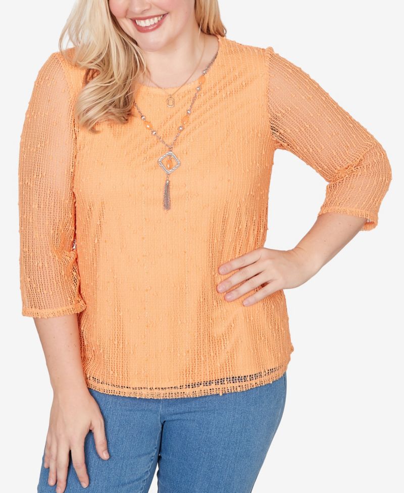 Women's Beachcomber Bright Popcorn Mesh Top with Necklace