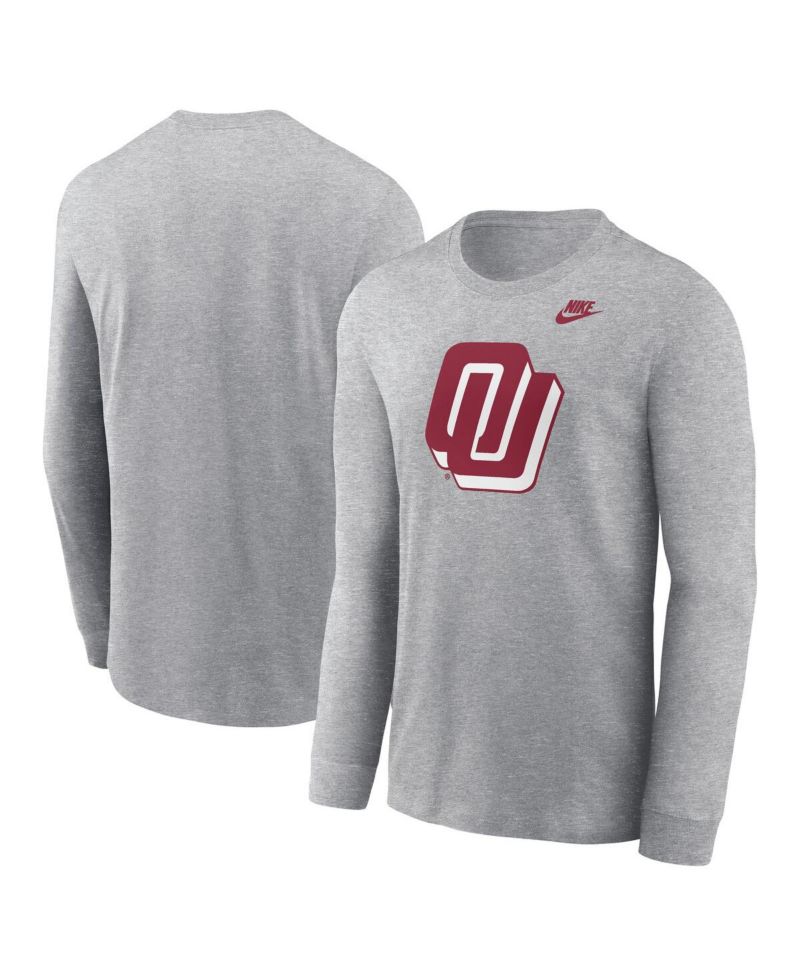 Men's Heather Gray Oklahoma Sooners Alternate Logo Long Sleeve T-Shirt