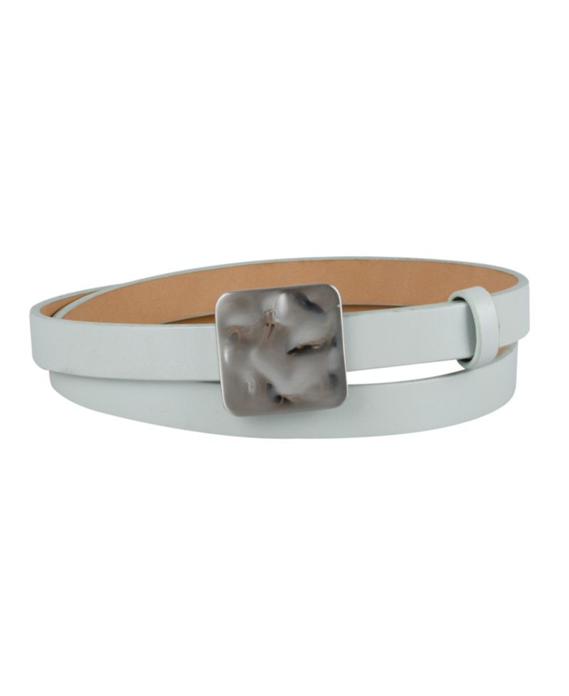 Women's Skinny Hammered Plaque Buckle Belt