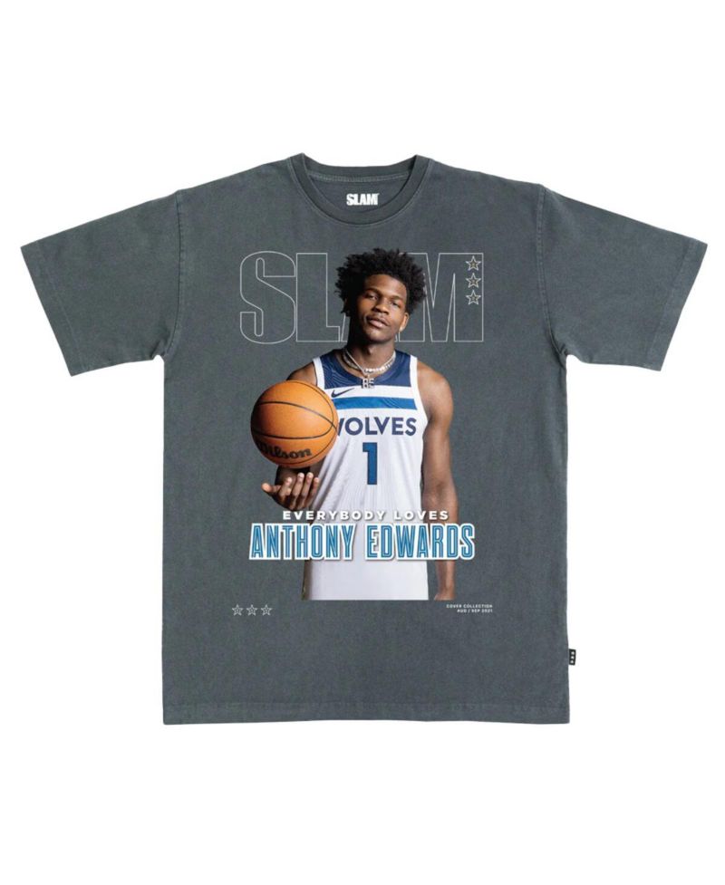 Men's Anthony Edwards Charcoal Minnesota Timberwolves SLAM Cover T-Shirt