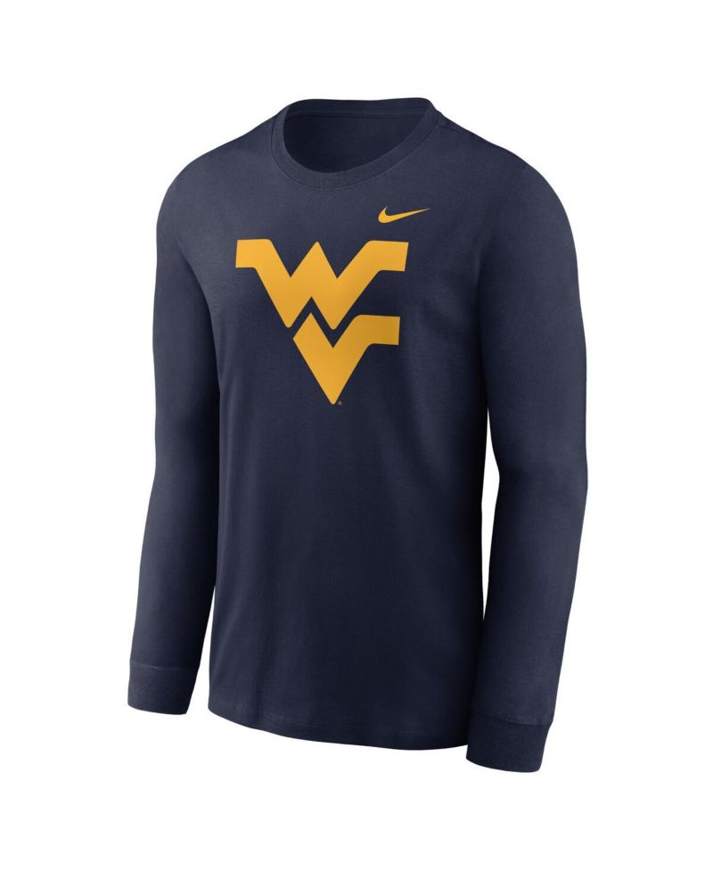 Men's Navy West Virginia Mountaineers Primary Logo Long Sleeve T-Shirt