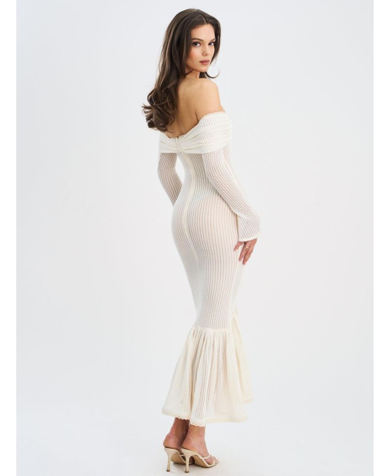 Women's Kaedyn Off Shoulder Long Sleeve Crochet Mermaid Maxi Dress