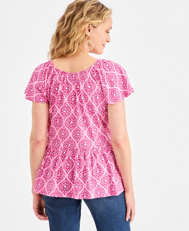 Petite Ditsy Print Peplum Top