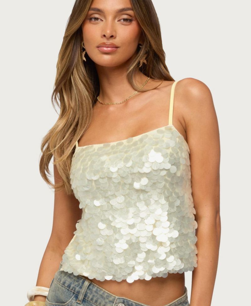 Women's Macy Sequin Backless Sleeveless Top