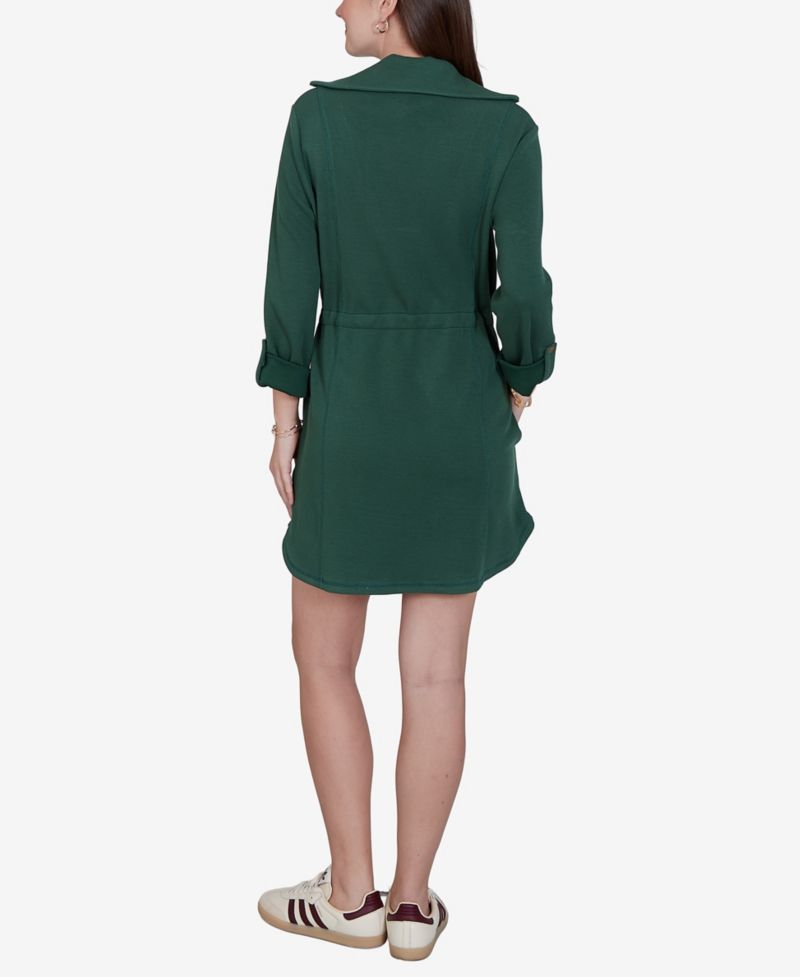 Petite Stripe Trim Drawstring Waist Dress