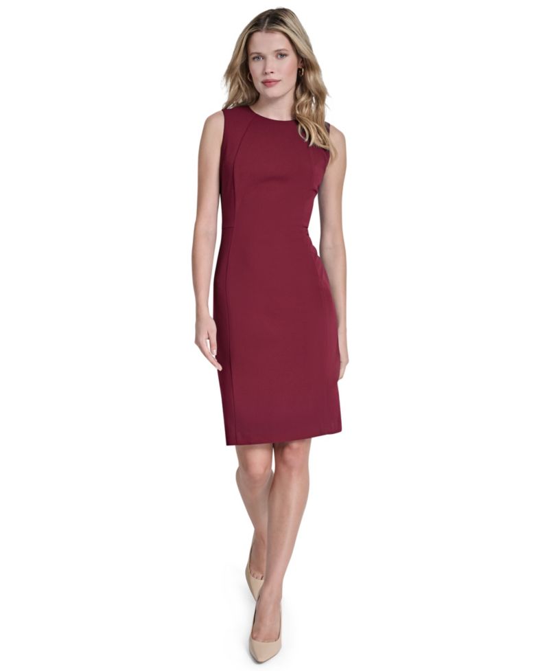 Women's Sleeveless Jewel Neck Knee-Length Dress