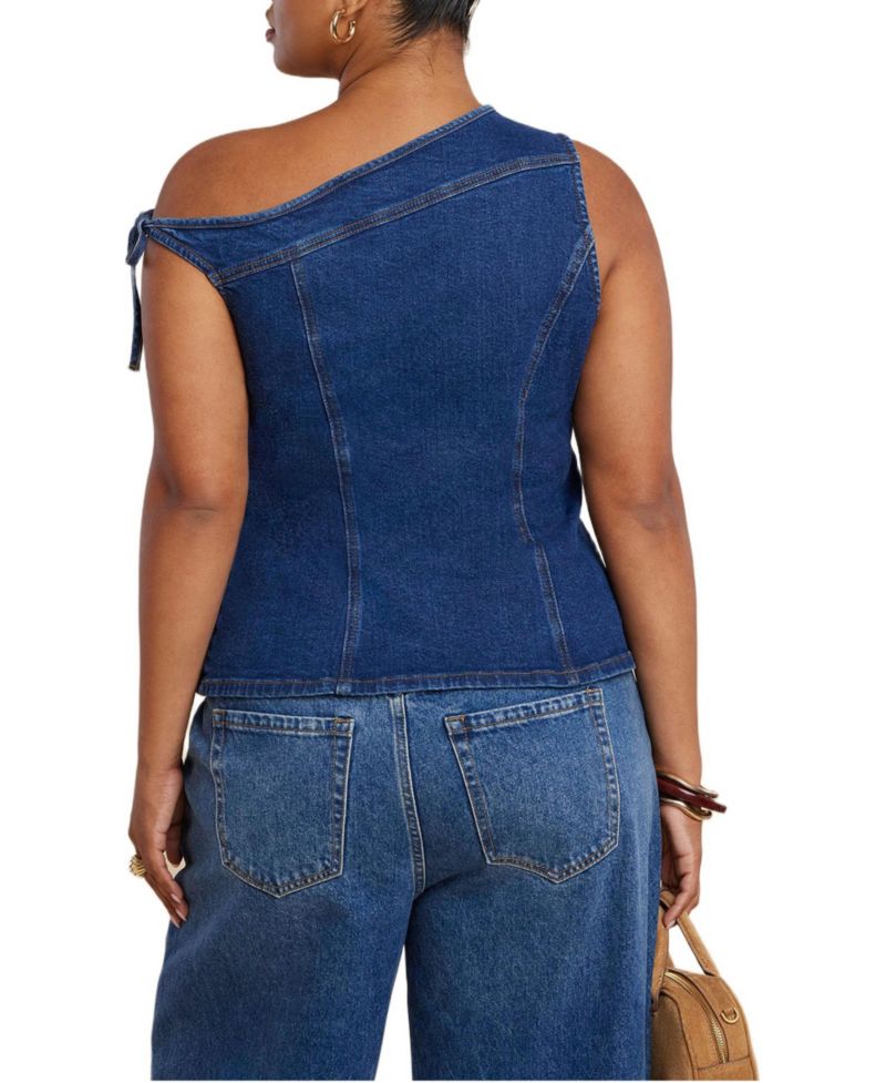 Women's Plus Size Asym Denim Top