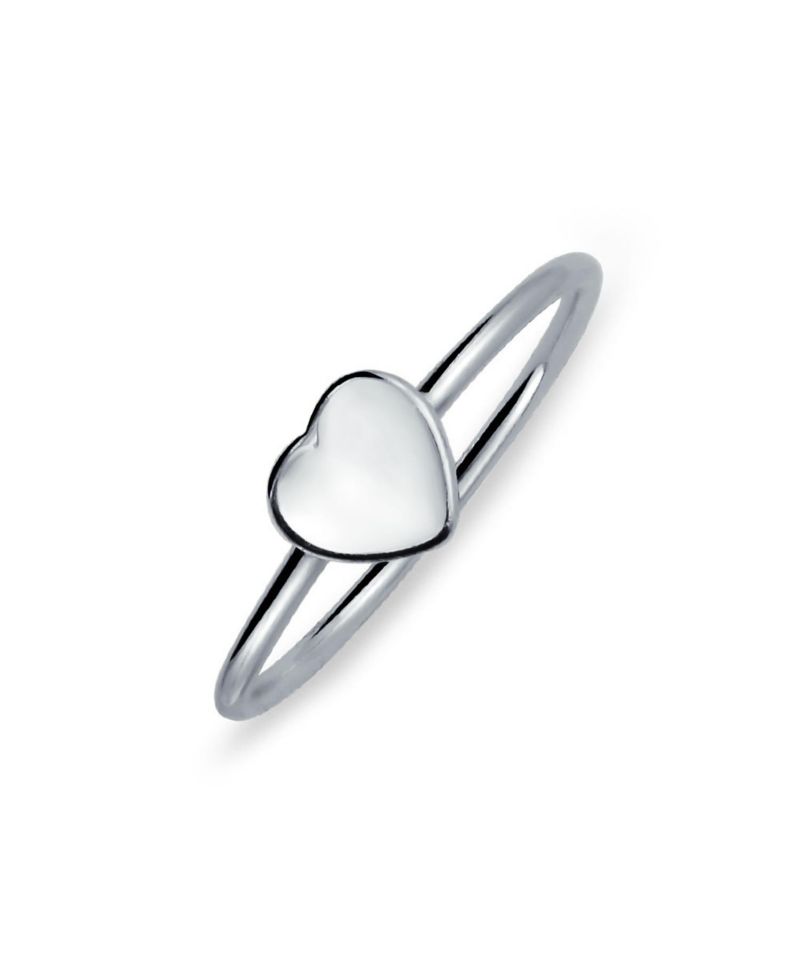 Tiny Blank Heart Shape Initial Monogram Signet Ring .925 Sterling Silver