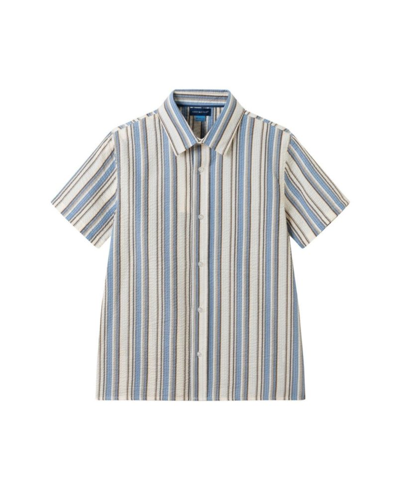 Andy and Evan Boys Stripe Puckered Stripes Buttondown