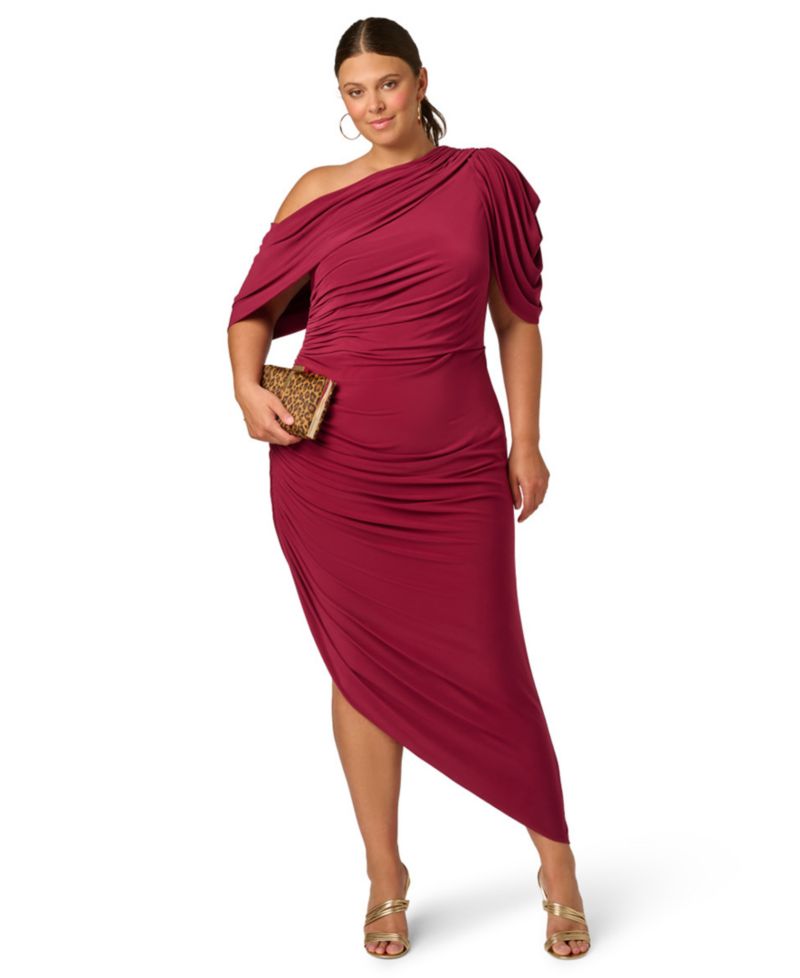 Plus Size One-Shoulder Asymmetrical Dress