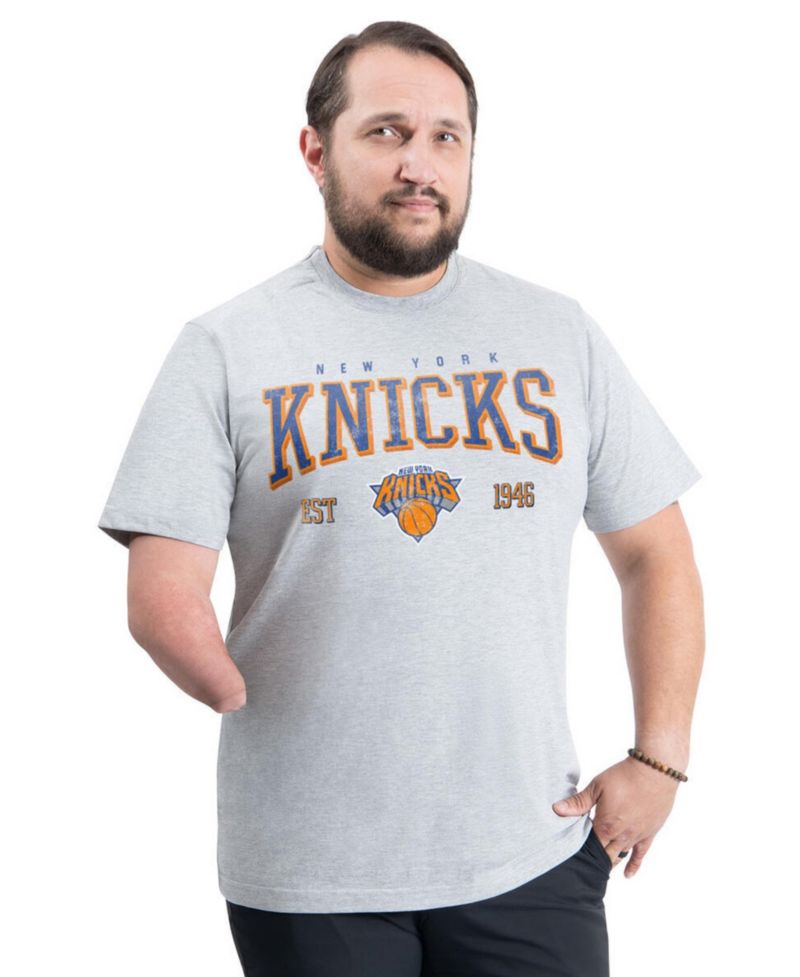 Men's Gray New York Knicks Adaptive Classic Team Spirit Short Sleeve T-Shirt