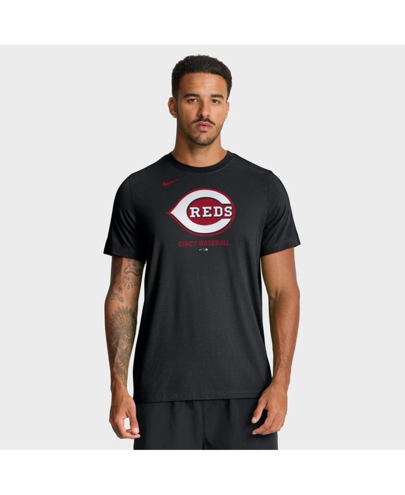 Men's Black Cincinnati Reds Tri-Blend Logo T-Shirt